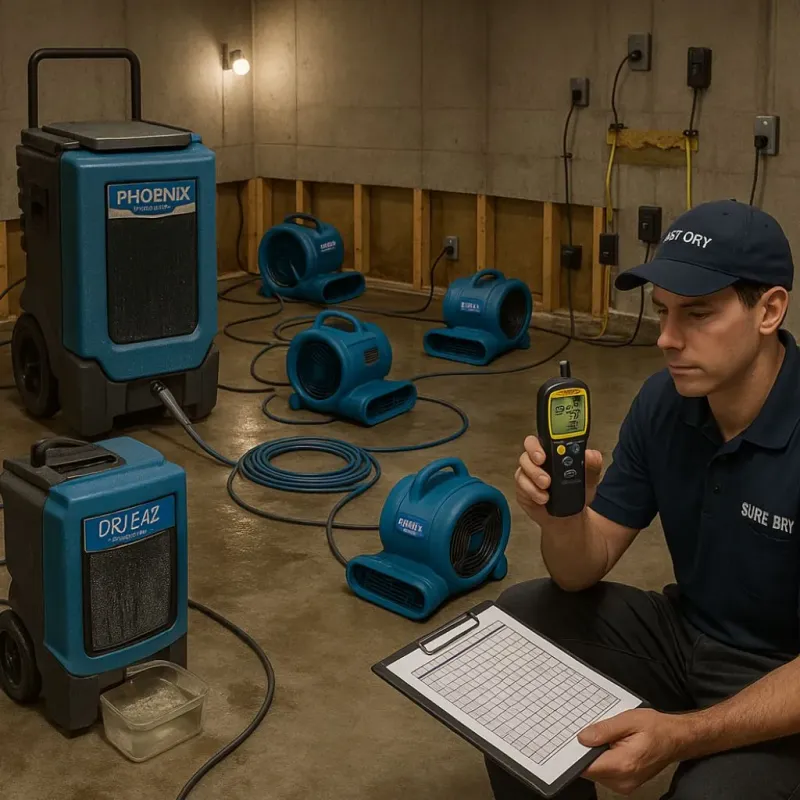 Structural Drying and Dehumidification process in Lafayette Parish, LA